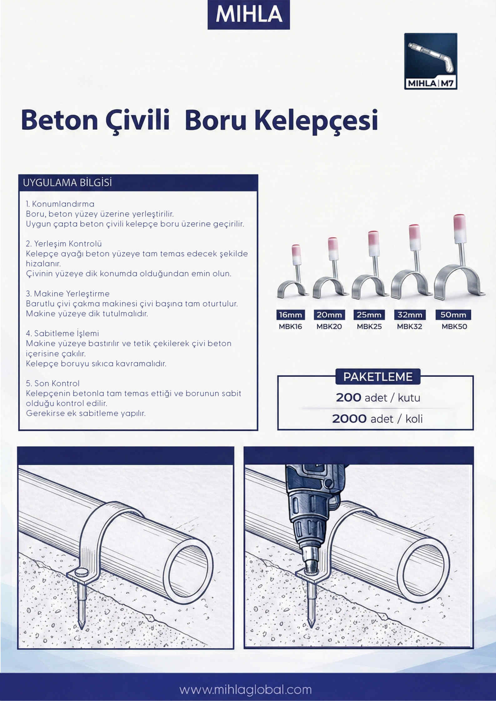 Beton Çivili Boru Kelepçesi