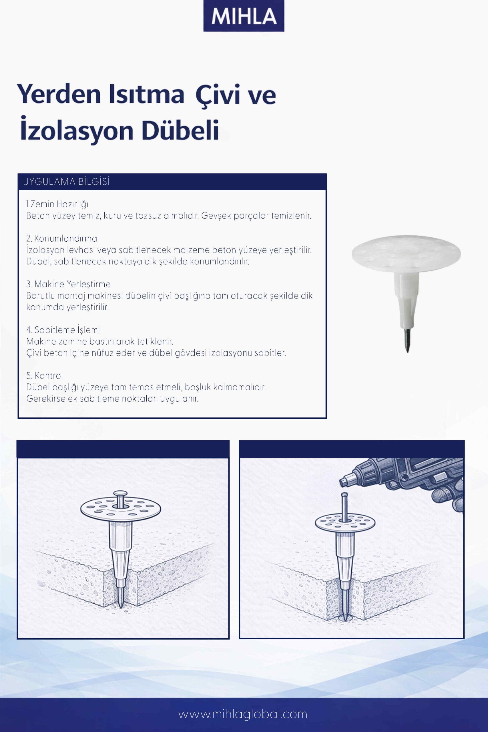 Yerden Isıtma Çivi Ve İzalasyon Dübeli